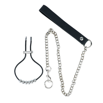 Ventilated Weighted Stainless Steel Chastity Cage with Chain – beaded rope and chain components