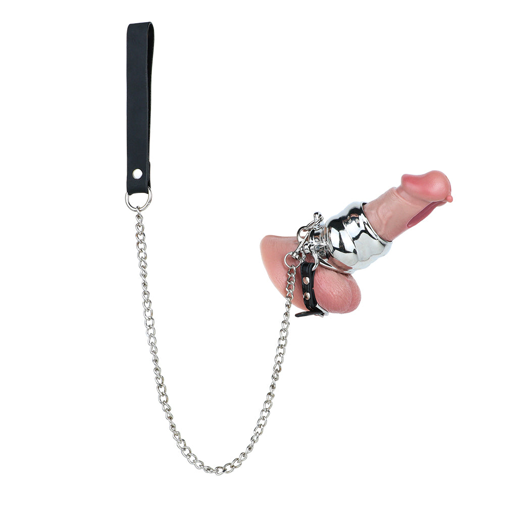 Ventilated Weighted Stainless Steel Chastity Cage with Chain