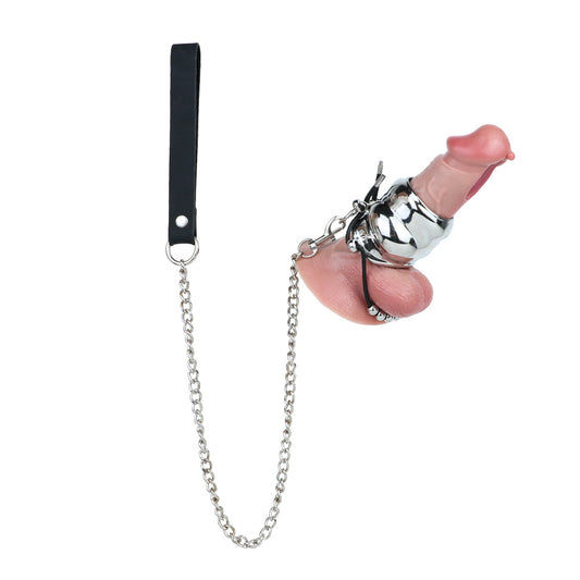 Ventilated Weighted Stainless Steel Chastity Cage with Chain