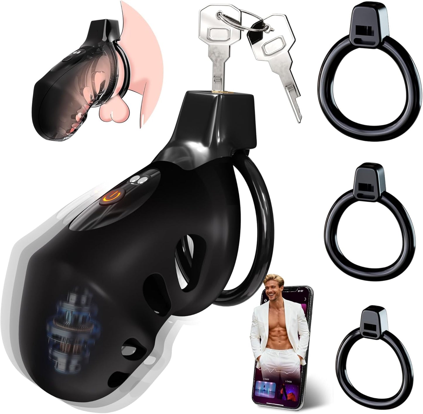 Vibrating Chastity Cage - App Control