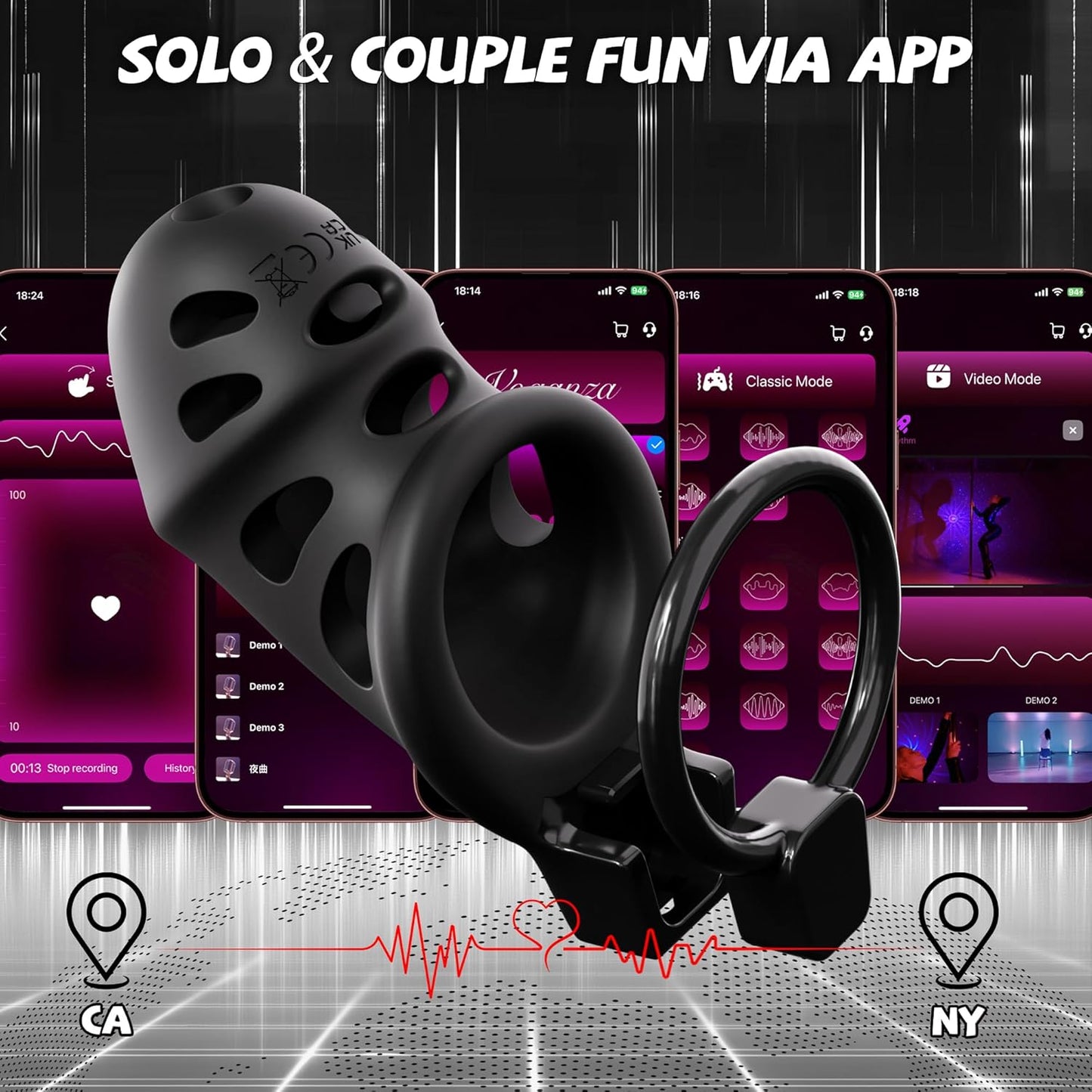 Vibrating Chastity Cage - App Control
