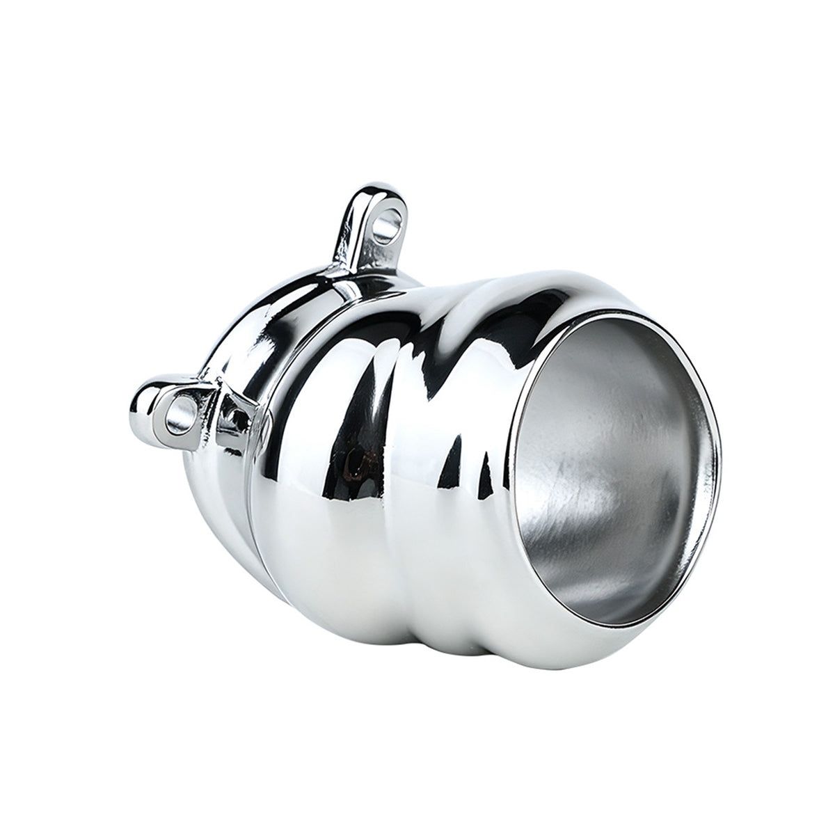 Weighted Stainless Steel Chastity Cage with Chain – metal cage side view