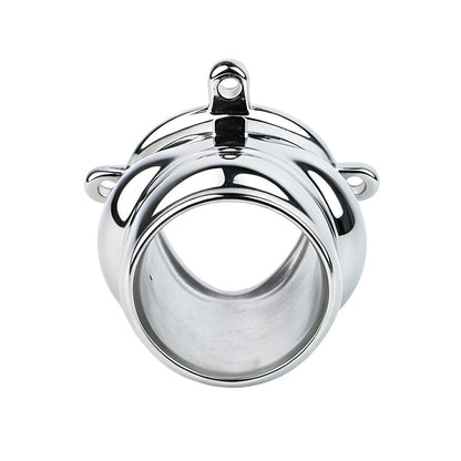 Weighted Stainless Steel Chastity Cage with Chain – metal cage rear opening