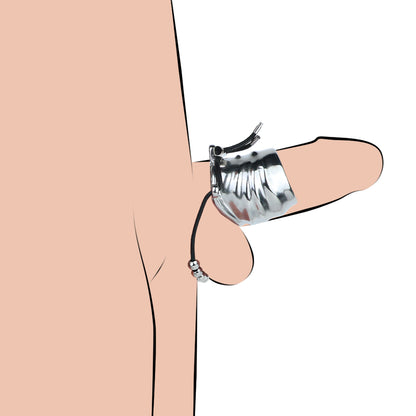 Weighted Stainless Steel Chastity Cage with Chain