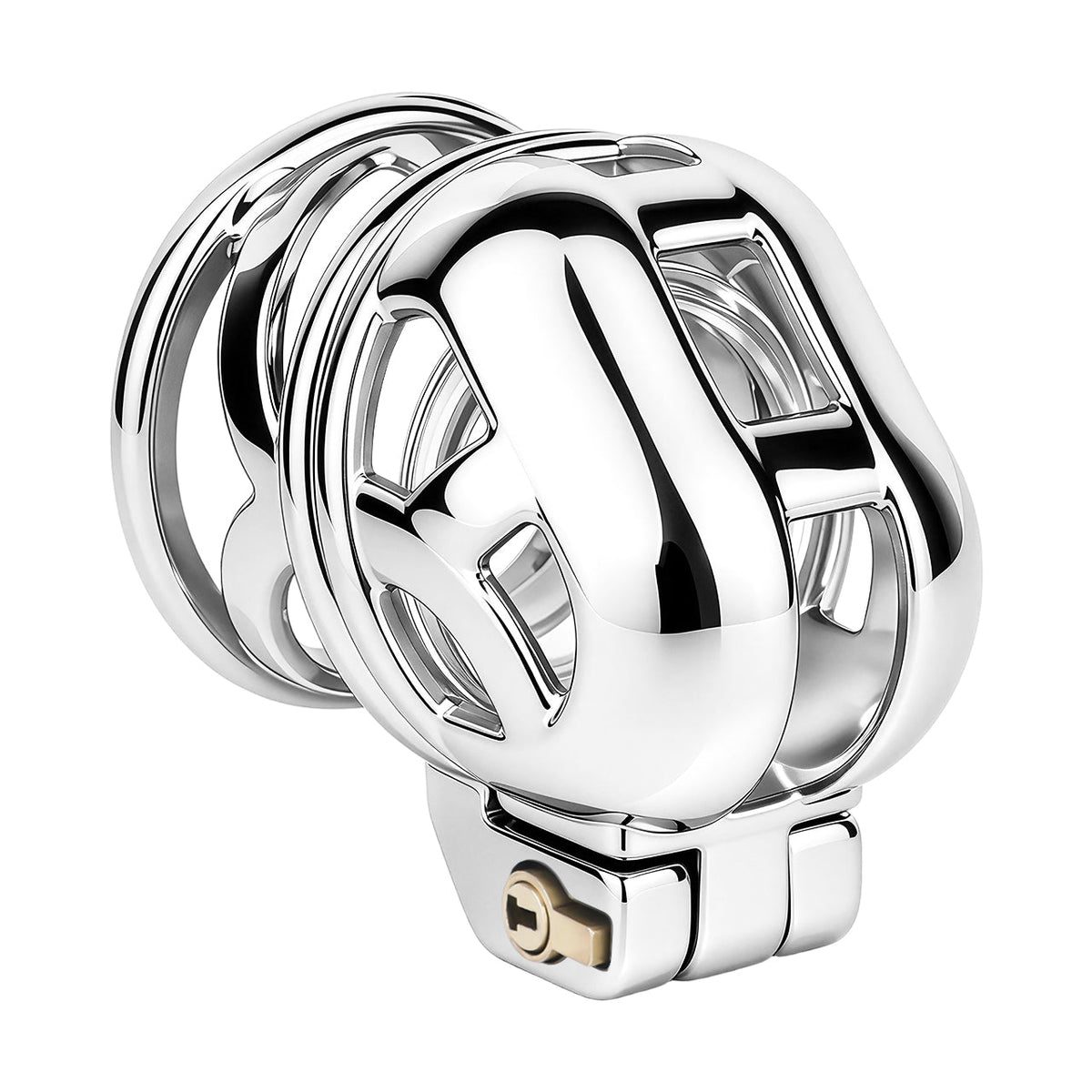 Side profile of Yaokai chastity cage showing cage length
