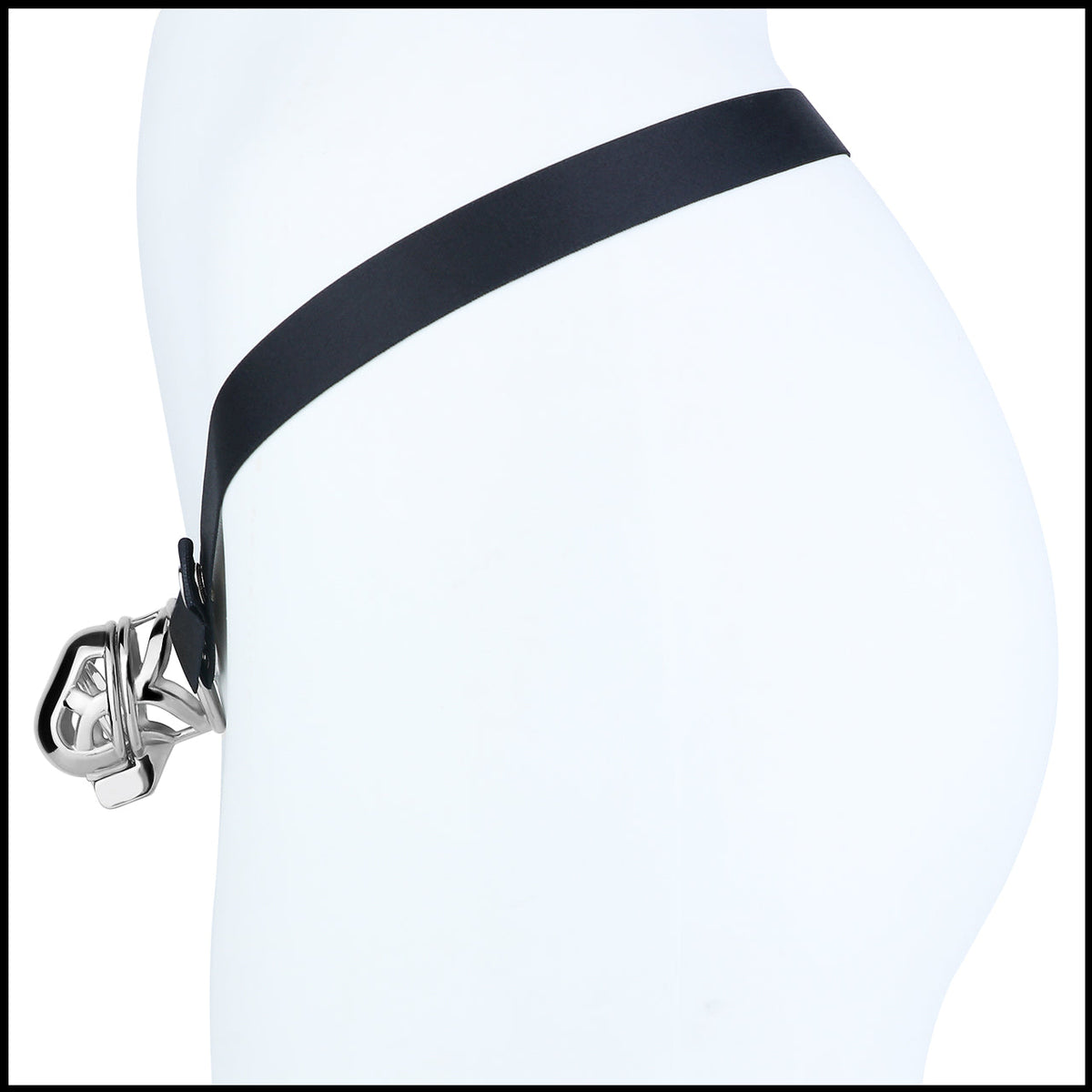 Yaokai chastity cage mannequin three-quarter view