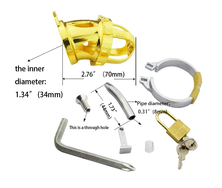 Dispositif de chasteté pour homme plaqué or 24 carats