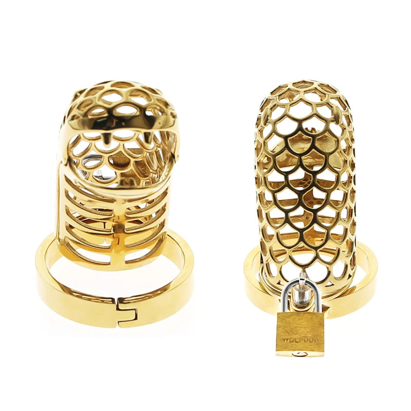 NEW 24K Gold 316 Stainless Steel Cock Cage