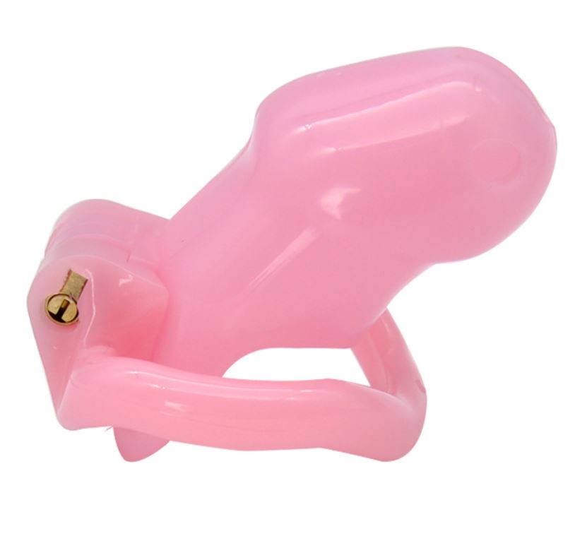 Sissy For Her - Pink Resin Chastity Cage Short