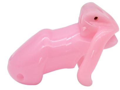 Sissy For Her - Pink Resin Chastity Cage Short