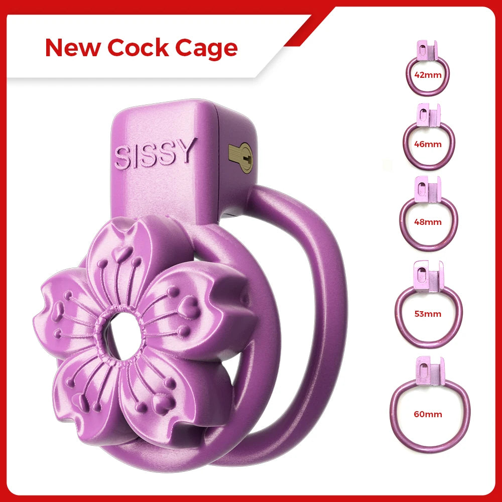 Purple SISSY Petal Chastity Cage