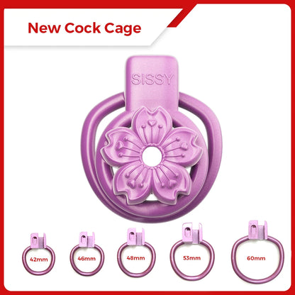 Purple SISSY Petal Chastity Cage