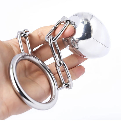 Stainless Steel Anal Plug With Cock Ring