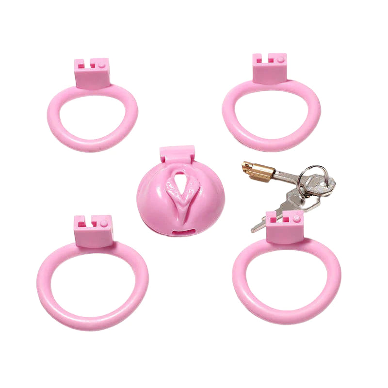 Pink Pussy Shaped Resin Chastity Cage