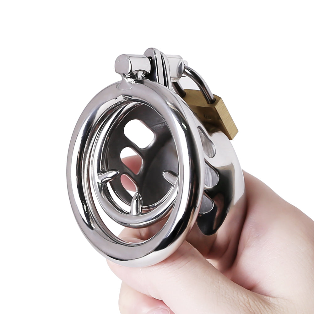 BDSM Stainless Steel Chastity Device With Spike Ring