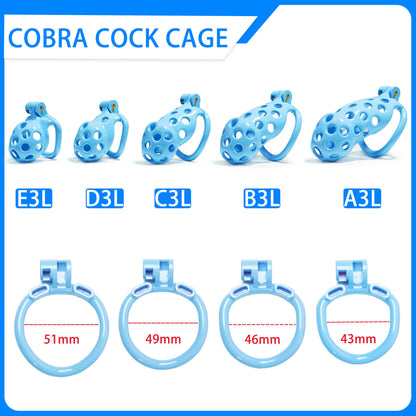 Blue Hole Cobra Chastity Cage Kit - 1.77 to 4.13 Inches Long