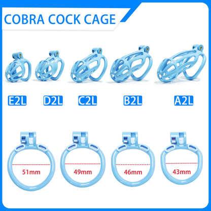 Blue Stripe Cobra Chastity Cage Kit 1.77 To 4.13 Inches Long