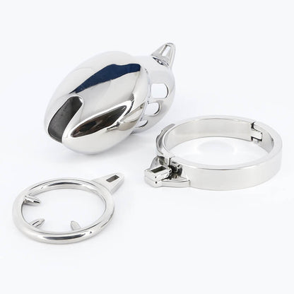 Stainless Steel Chastity Cage With Spike Ring