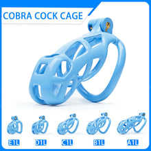 Load image into Gallery viewer, Blue Cobra Chastity Cage Kit (1.77 - 4.13 inches) with 4 Arc Rings
