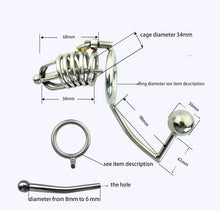 Load image into Gallery viewer, Metal Chastity Cage with Butt Plug and Urethral Catheter
