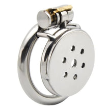 Load image into Gallery viewer, Mini Inverted Flat Steel Chastity Cage (Optional Spikes + Urethra Insert)
