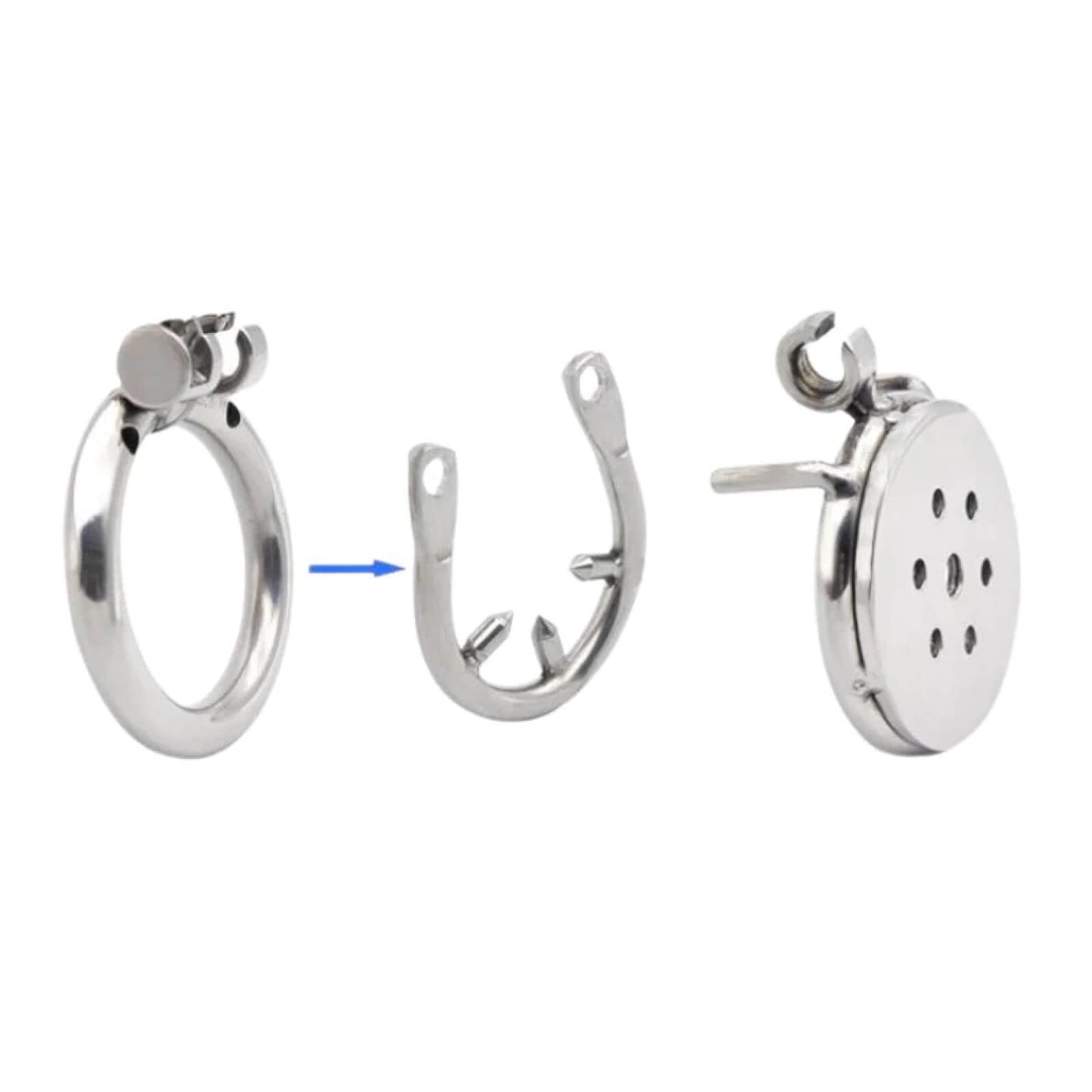 Mini Inverted Flat Steel Chastity Cage (Optional Spikes + Urethra Insert)