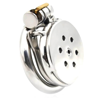 Mini Inverted Flat Steel Chastity Cage (Optional Spikes + Urethra Insert)