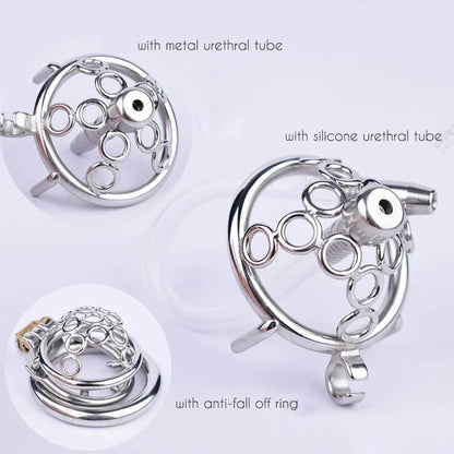 New Metal Welded Circles Chastity Cage