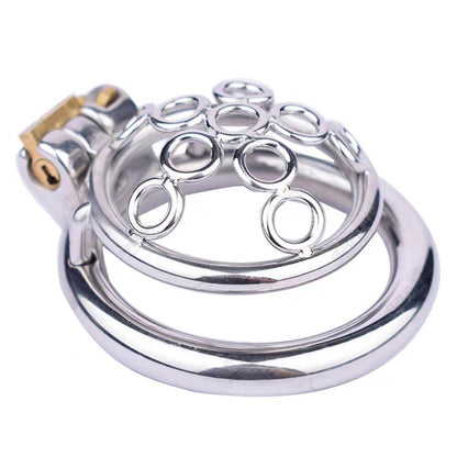 New Metal Welded Circles Chastity Cage