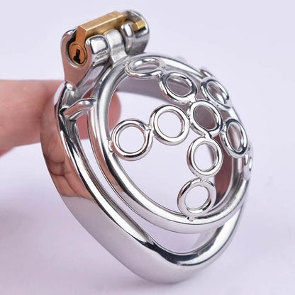 New Metal Welded Circles Chastity Cage