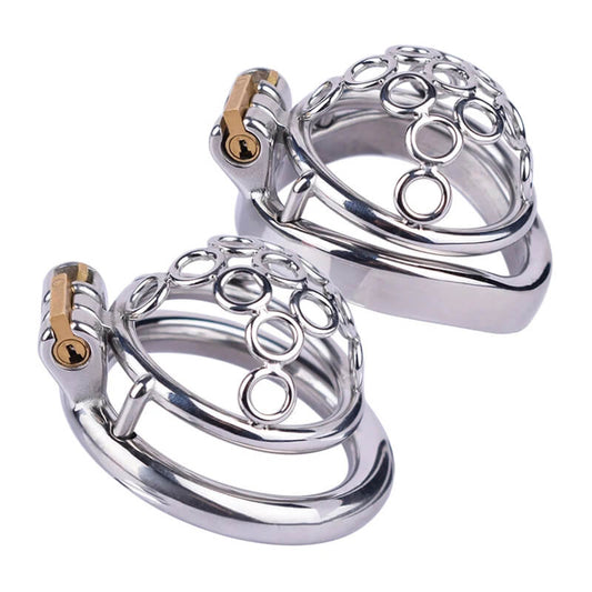 New Metal Welded Circles Chastity Cage