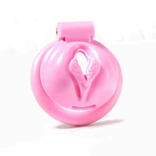Pink Pussy Shaped Resin Chastity Cage