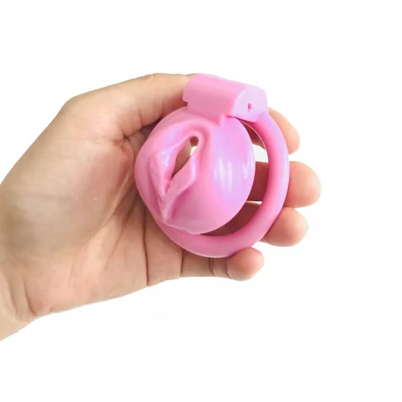 Pink Pussy Shaped Resin Chastity Cage