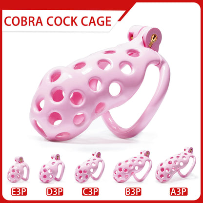 Pink Hole Cobra Chastity Cage Kit 1.77 To 4.13 Inches Long