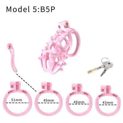 Pink Stripe Cobra Chastity Kits with Spikes pegs