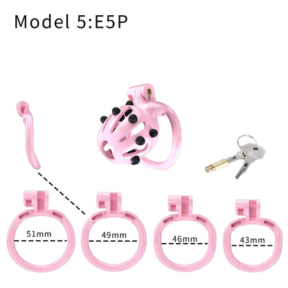 Pink Stripe Cobra Chastity Kits with Spikes pegs