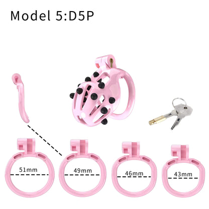 Pink Stripe Cobra Chastity Kits with Spikes pegs