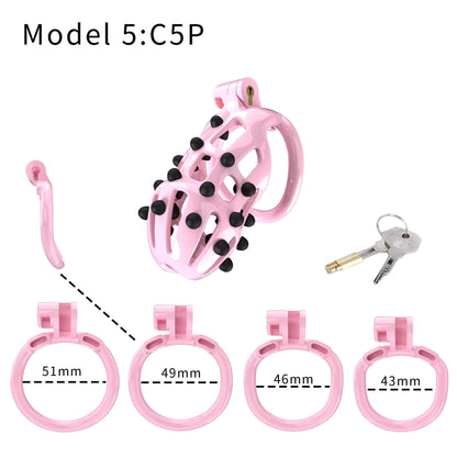 Pink Stripe Cobra Chastity Kits with Spikes pegs