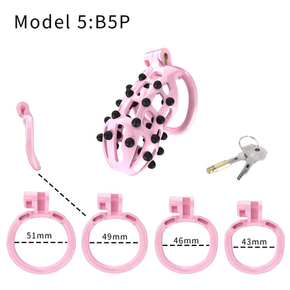 Pink Stripe Cobra Chastity Kits with Spikes pegs