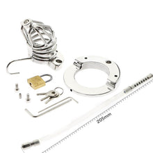 Load image into Gallery viewer, Stainless Steel Chastity Cage Ball Stretcher with Urethral Catheter Cock Cage
