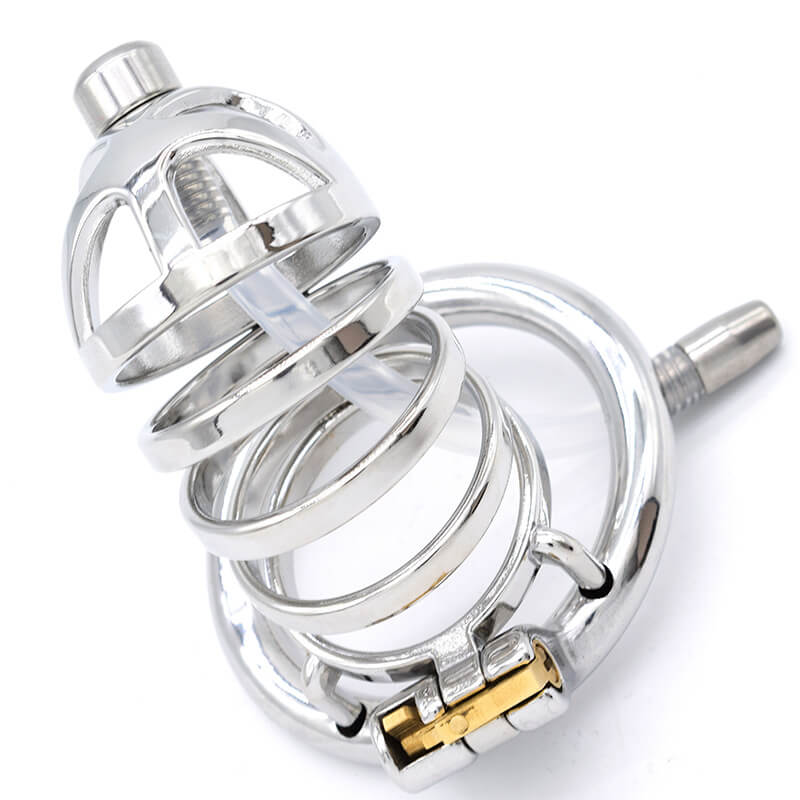 Stainless Steel Chastity Cage With Urethral tube