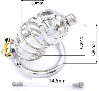 Stainless Steel Chastity Cage With Urethral tube