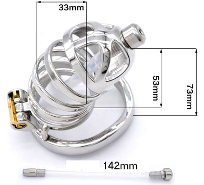 Stainless Steel Chastity Cage With Urethral tube