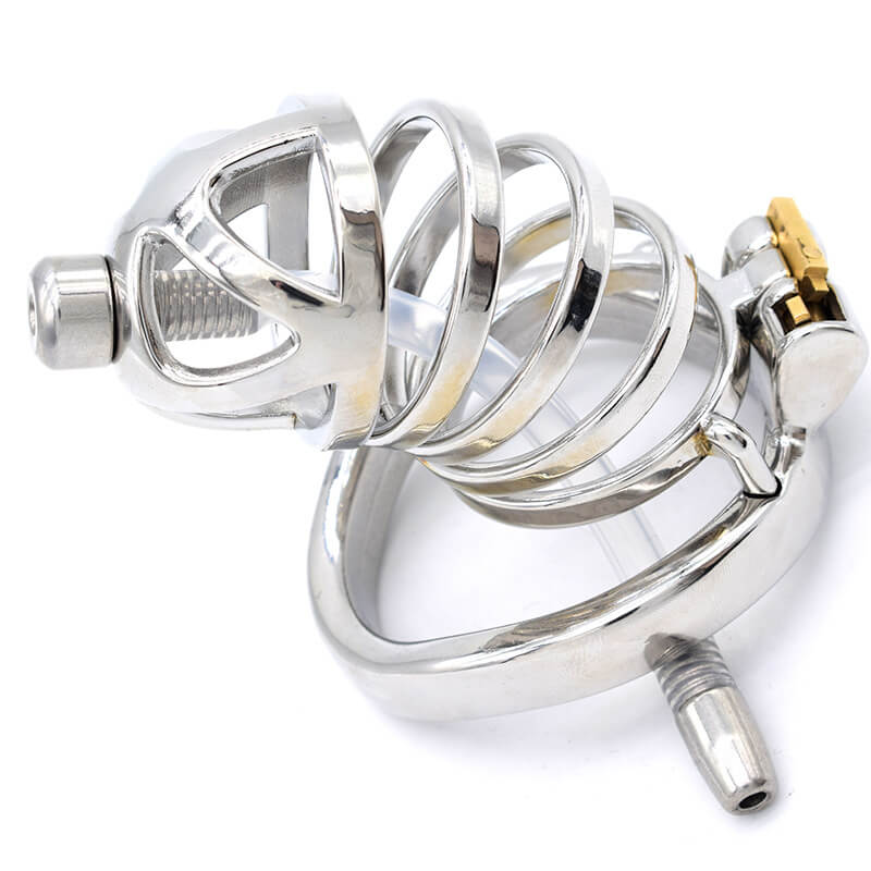 Stainless Steel Chastity Cage With Urethral tube