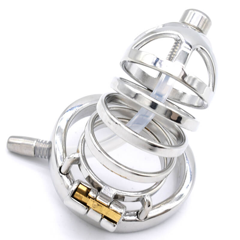 Stainless Steel Chastity Cage With Urethral tube