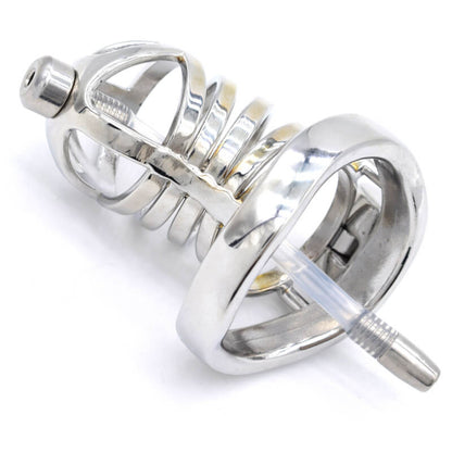 Stainless Steel Chastity Cage With Urethral tube